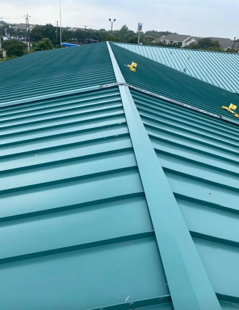 Green commercial metal roof ridge and valley for Metal Roof Repair in Mililani Town